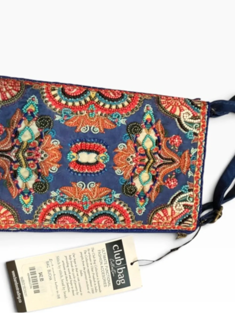 Embroidered Beaded Blue Multicolor Decorative Home Accent